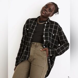 Madewell Lightspun Flap-Pocket Oversized Ex-Boyfriend Shirt in Windowpane